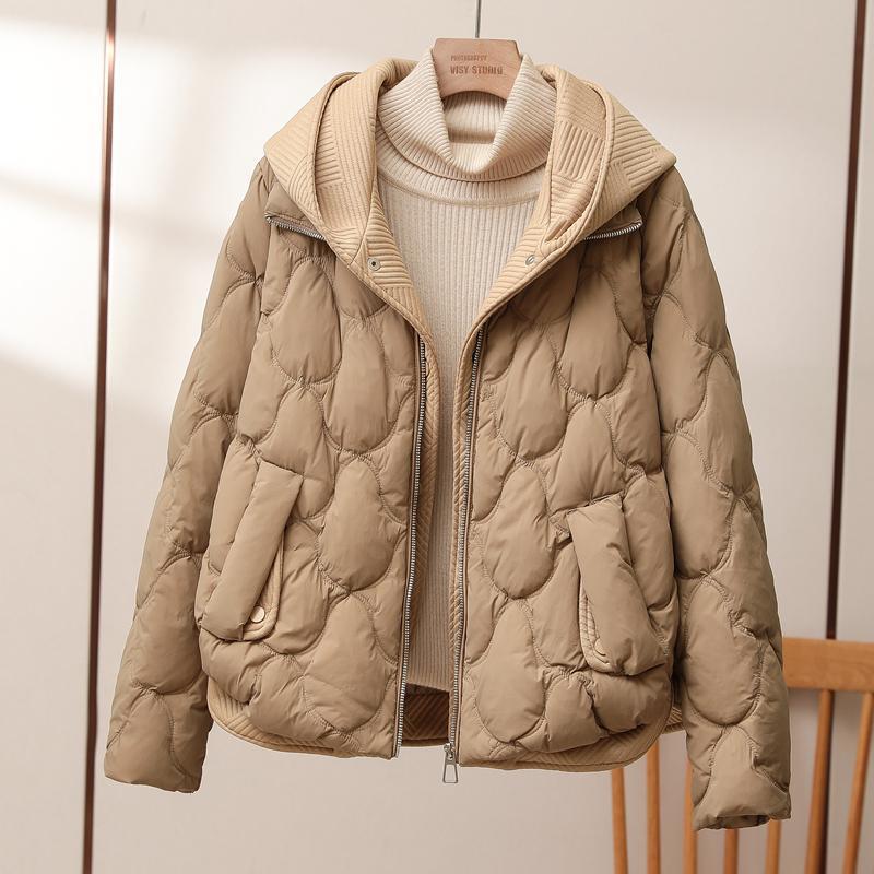 Herbst Winter Damen Leichte Daunen Baumwolljacke Dünne Feste Kapuze Kurze Jacke Weiblicher Baumwollgefütterter Mantel Mantel L khaki von Joom DACH