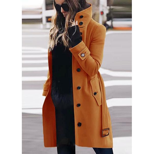 Herbst Winter Damen Mantel Slim Fit Strickjacke Großer Mantel Frauen Langarm Einreiher Stehkragen Mantel M kaffeebraun von Joom DACH
