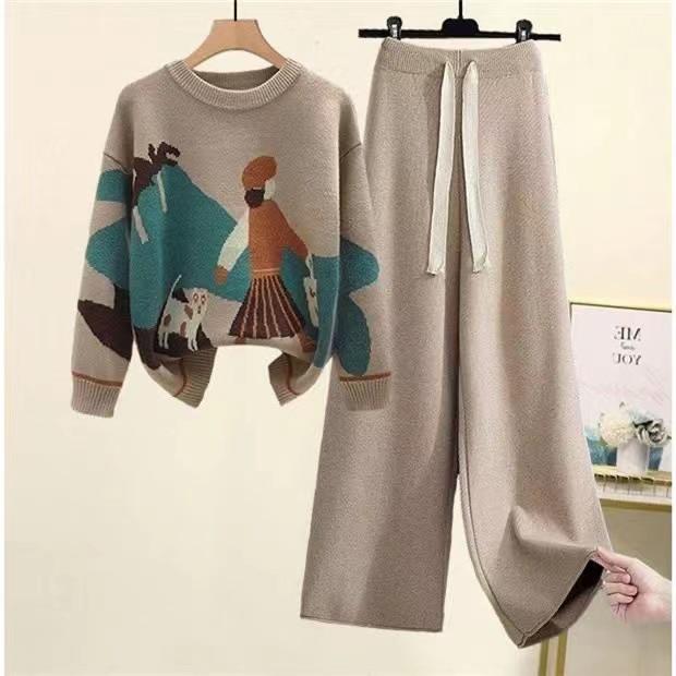 Herbst Winter Damen Set Strickpullover Große Größe Damen Lockere und Schlankheitshose Freizeit Zweiteiliges Set S kaffeebraun/khaki Herbst Winter Damen Set Strickpullover Große Größe Damen Lockere und Schlankheitshose Freizeit Zweiteiliges Set S kaffeebraun/khaki von Joom DACH