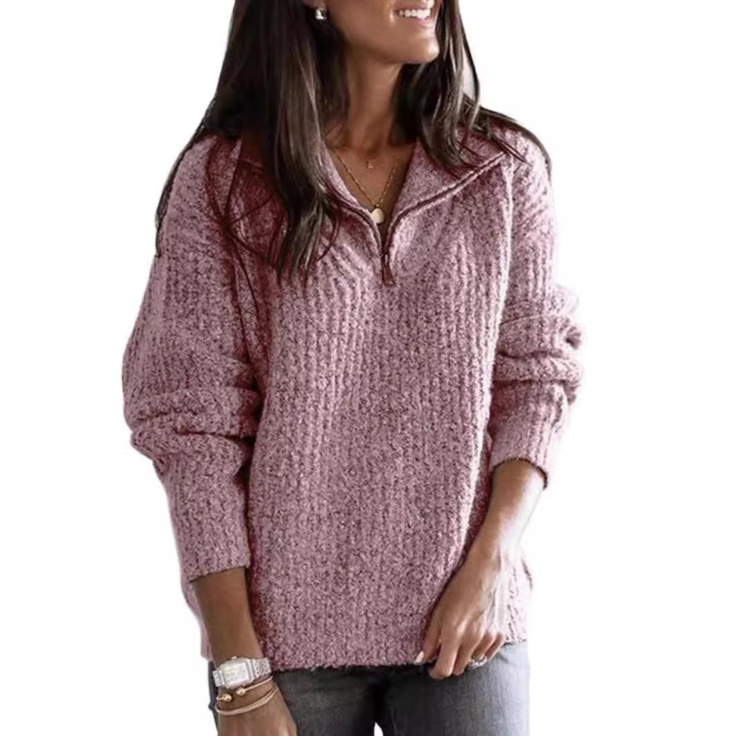 Herbst Winter Damen Umlegekragen Reißverschluss Langarm Strickpullover Pullover Mäntel XXL rosa Herbst Winter Damen Umlegekragen Reißverschluss Langarm Strickpullover Pullover Mäntel XXL rosa von Joom DACH