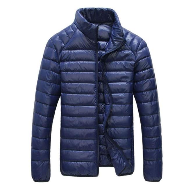 Herbst Winter Daunenjacke Männer Casual Stehkragen Ultraleicht Parka Mantel Tragbare Outwear Winddicht Weiße Ente Daunenjacke XL navy blau von Joom DACH