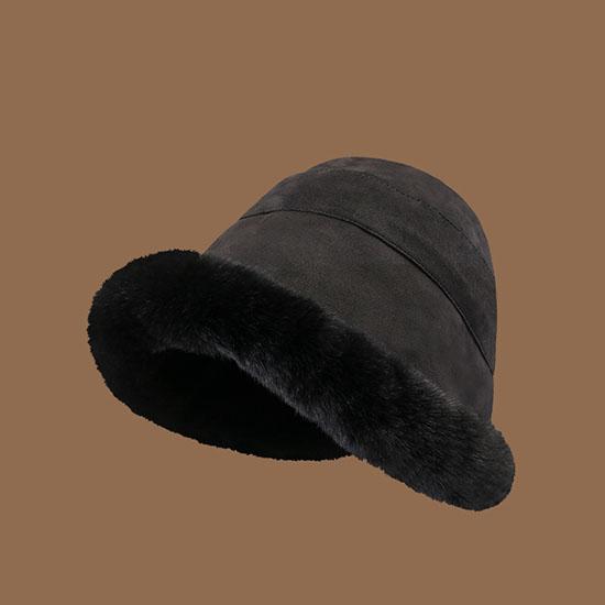 Herbst Winter Eimer Hut für Frauen Verdickte Warme Wolle Kappe Kuppel Breiter Krempe Hut Soild Farbe Winddicht Hut Kleidung Zubehör schwarz von Joom DACH