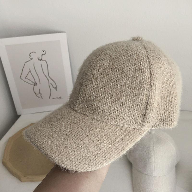 Herbst Winter Einfarbig Baseball Kappe Mode Frauen Visier Hut Weiß Schwarz Warme Kappe Plüsch Baseball Caps khaki von Joom DACH