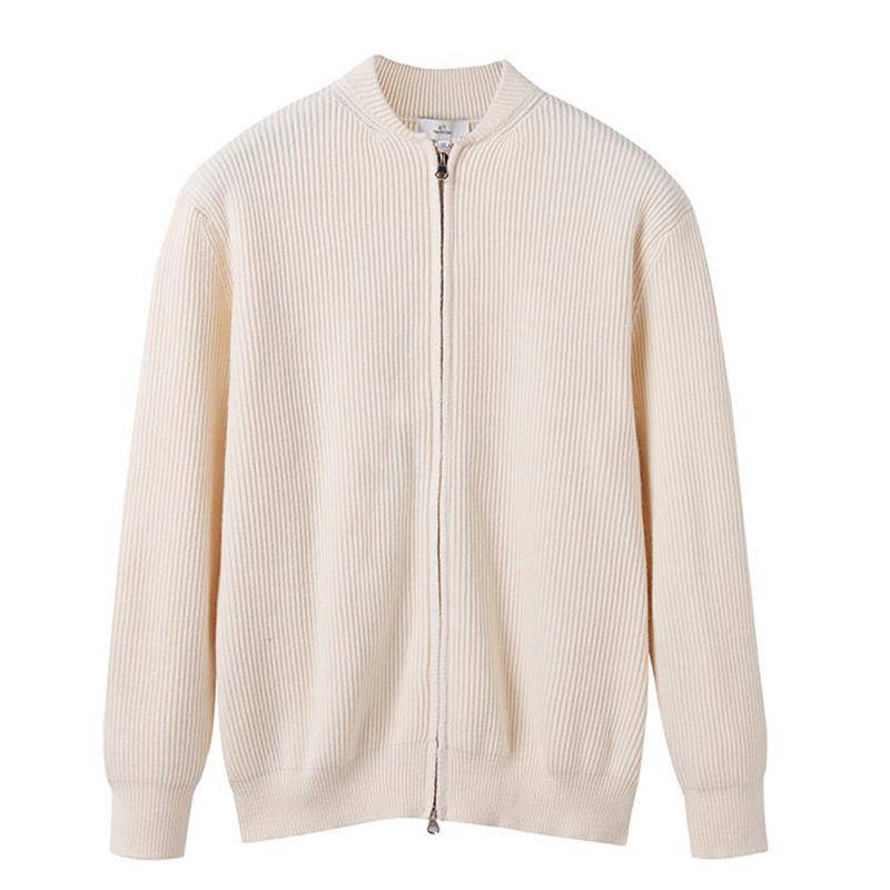 Herbst Winter Einfarbig Langarm Strickjacke Für Männer Zipper Casual Pullover Mann Lose Mode Streetwear Chic Männlichen Kleidung L beige von Joom DACH