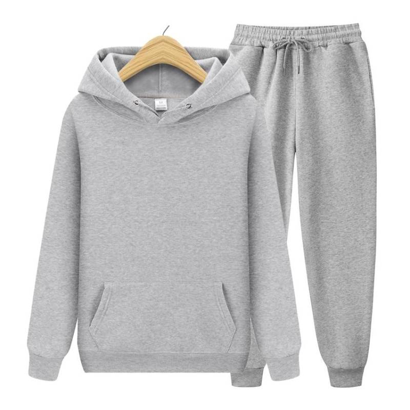 Herbst Winter Fleece Hoodies + Hosen Zwei Stück Set Männer Frauen Hoodies Trainingsanzüge Jogger Hosen Dicke Warme Kleidung Männer XL grau von Joom DACH