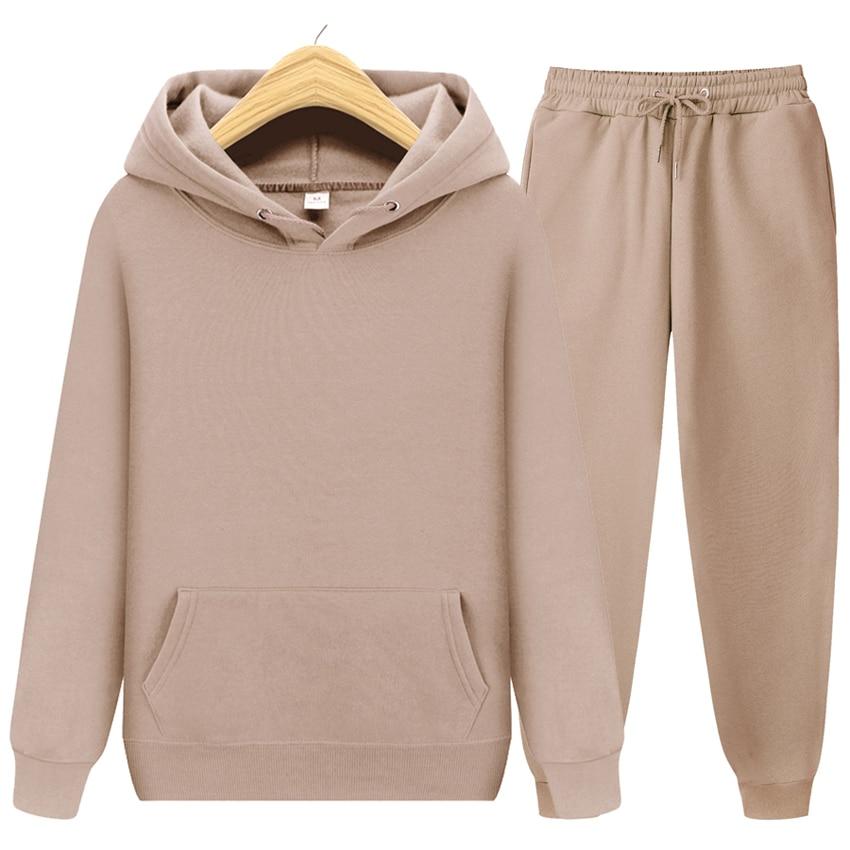 Herbst Winter Fleece Hoodies + Hosen Zwei Stück Set Männer Frauen Hoodies Trainingsanzüge Jogger Hosen dicke warme kleidung Männer 3XL von Joom DACH
