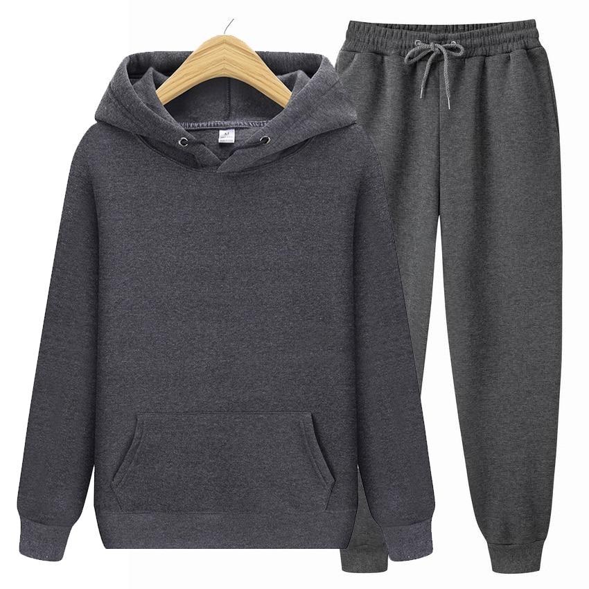 Herbst Winter Fleece Hoodies + Hosen Zwei Stück Set Männer Frauen Hoodies Trainingsanzüge Jogger Hosen dicke warme kleidung Männer 3XL von Joom DACH