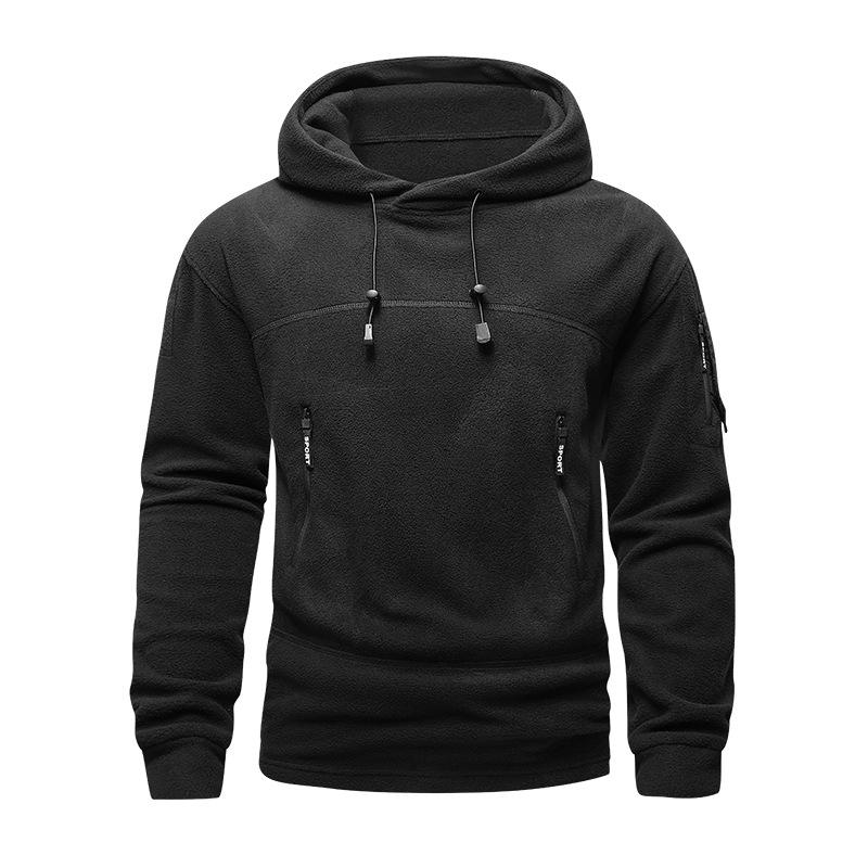 Herbst Winter Fleece Hoodies Herren Taktische Sweatshirts Outdoor Thermische Mehrfach-Taschen Polar Pullover Hoodies Herrenbekleidung L schwarz von Joom DACH