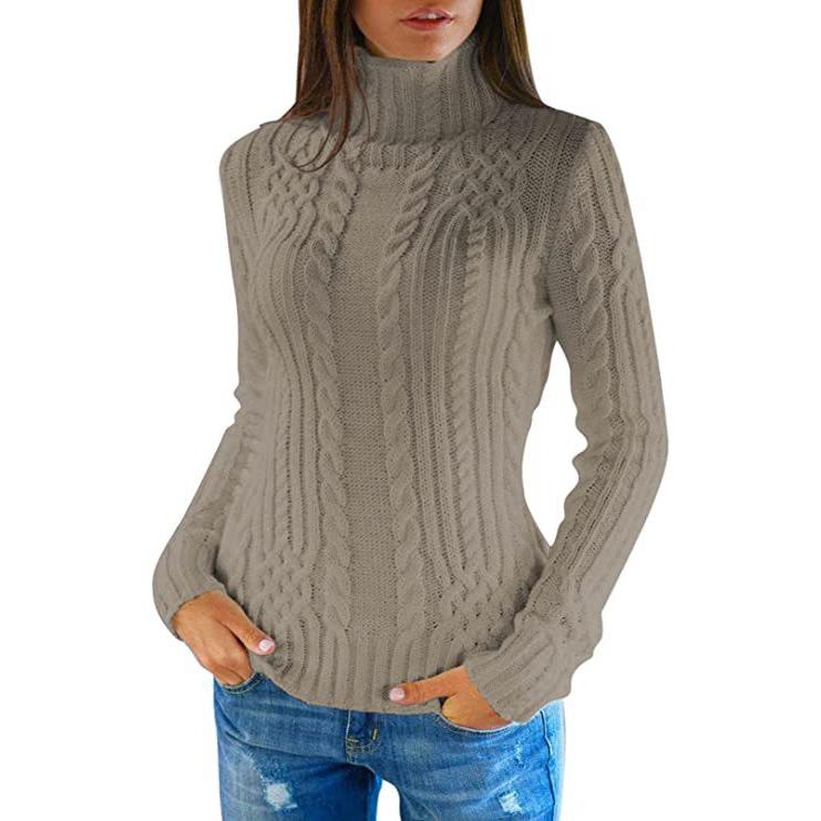 Herbst Winter Frauen Dünne Gestrickte Pullover Tops High Neck Lange Warme Baggy Chunky Pullover Outwear S von Joom DACH