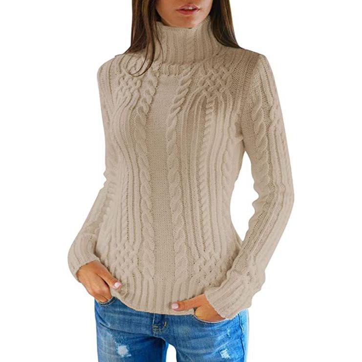 Herbst Winter Frauen Dünne Gestrickte Pullover Tops High Neck Lange Warme Baggy Chunky Pullover Outwear S von Joom DACH
