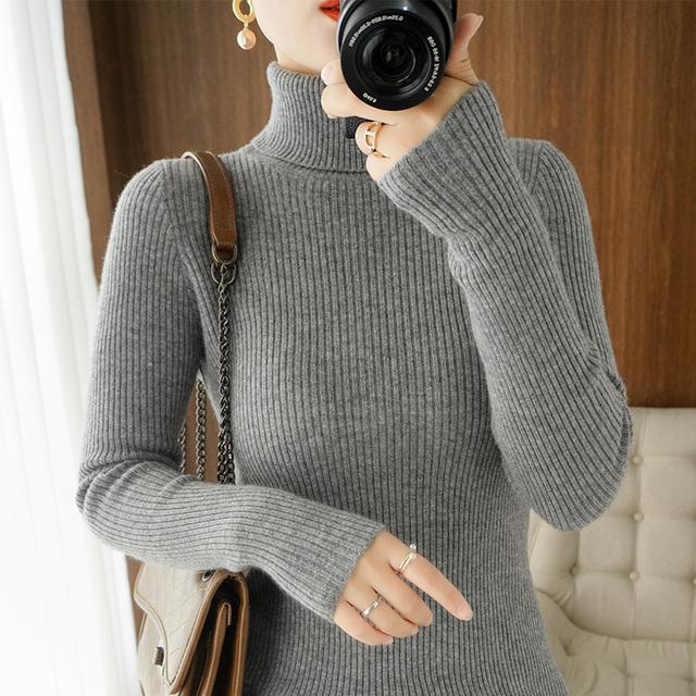 Herbst Winter Frauen Rollkragenpullover Einfarbig Warme Pullover Pullover Langarm Jumper Kleidung L von Joom DACH