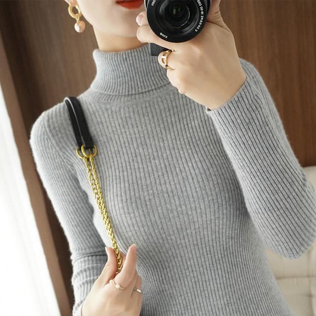 Herbst Winter Frauen Rollkragenpullover Einfarbig Warme Pullover Pullover Langarm Jumper Kleidung L von Joom DACH