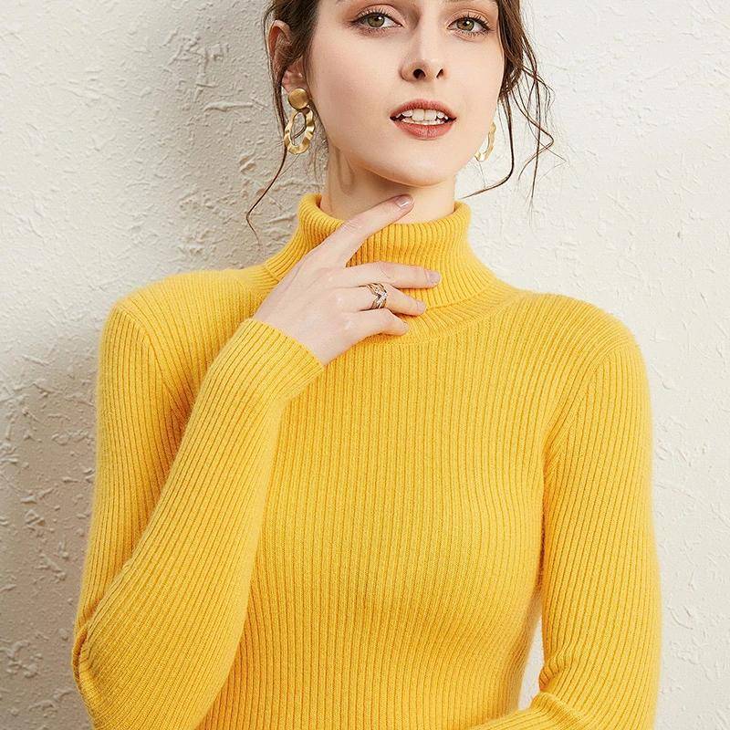 Herbst Winter Frauen Rollkragenpullover Einfarbig Warme Pullover Pullover Langarm Jumper Kleidung XXL von Joom DACH