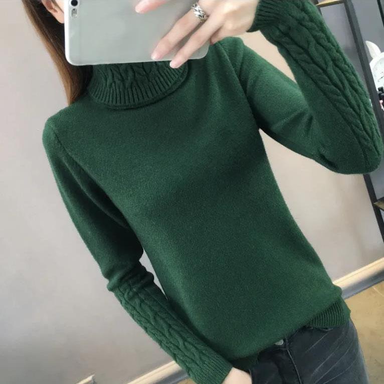 Herbst Winter Frauen Rollkragenpullover Frauen Langarm Verdickte Dünne Gestrickte Frauen Pullover und Pullover Weibliche Jumper Trikot Tops M grün von Joom DACH