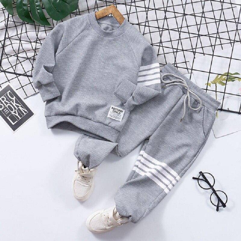 Herbst Winter Frühling Junge Sportbekleidung Baumwolle Langarm Kind Kleidung Sets Kinder Pullover Hoodies Junge Insgesamt 2 3 4 5 6 7 8 Jahre 150 grau von Joom DACH