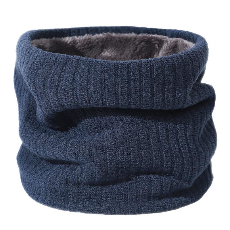 Herbst Winter Gestrickte Männer Frauen Plus Fleece Winddicht Thermische Radfahren Schal Schlauch Schal Hals Wärmer Halbe Gesichtsmaske navy blau von Joom DACH