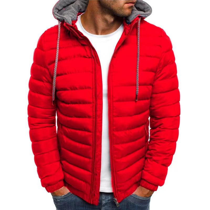 Herbst Winter Herren Casual Parkas Feste Kapuze Mantel Jacke Lässige warme Kleidung Männer Mantel Streetwear Puffer Jacke L rot von Joom DACH