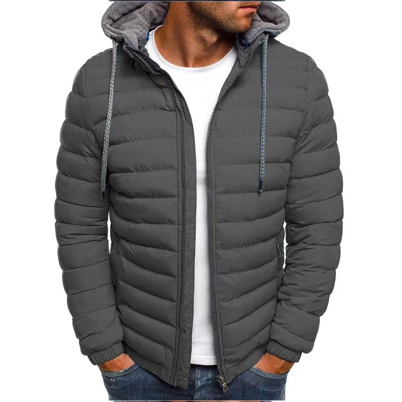 Herbst Winter Herren Casual Parkas Feste Kapuze Mantel Jacke Lässige warme Kleidung Männer Mantel Streetwear Puffer Jacke XXL grau von Joom DACH