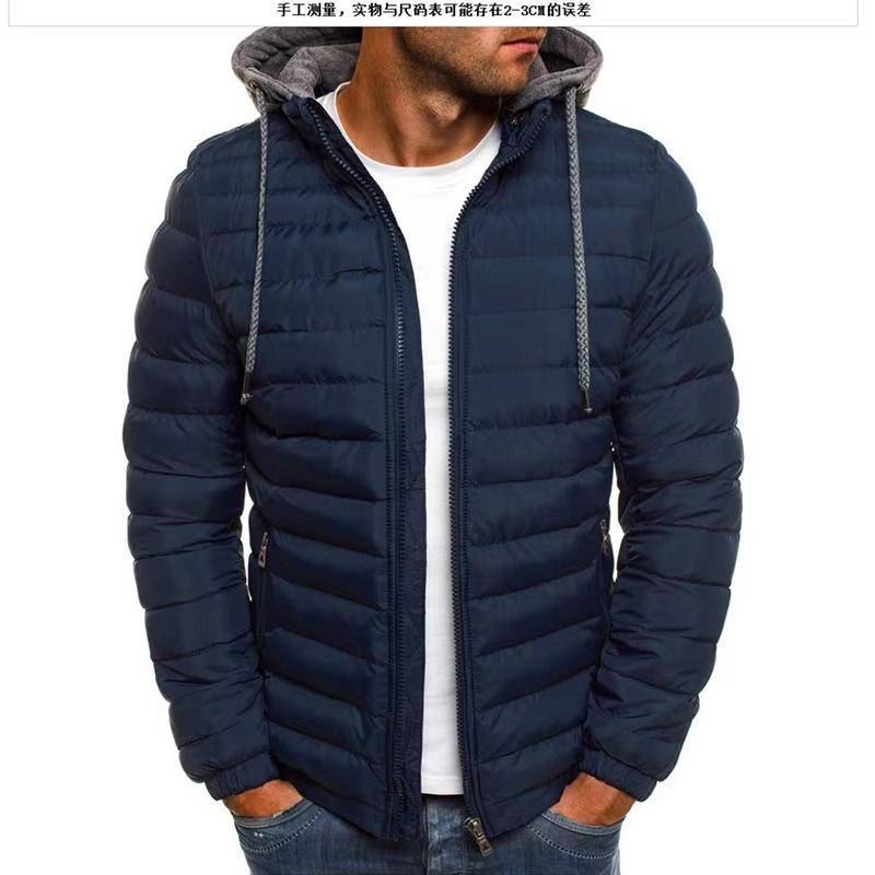 Herbst Winter Herren Casual Parkas Feste Kapuze Mantel Jacke Lässige warme Kleidung Männer Mantel Streetwear Puffer Jacke XXL navy blau von Joom DACH