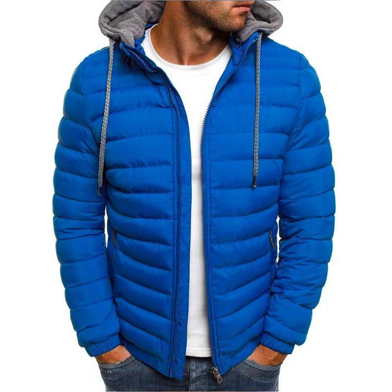 Herbst Winter Herren Casual Parkas Feste Kapuze Mantel Jacke Lässige warme Kleidung Männer Mantel Streetwear Puffer Jacke XXXL blau von Joom DACH
