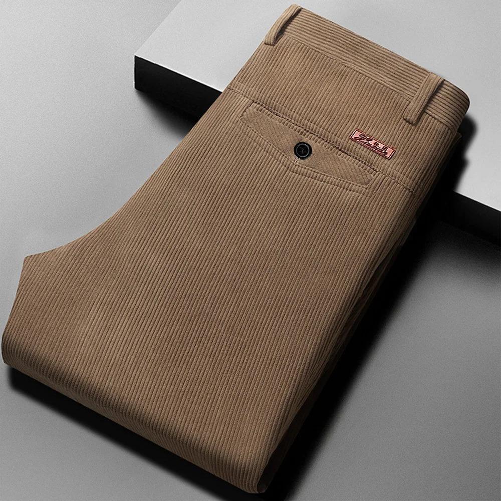 Herbst Winter Herren Cordhose Business Anzughose für Herren Gerade Hose Streetwear Schwergewicht 36 khaki von Joom DACH