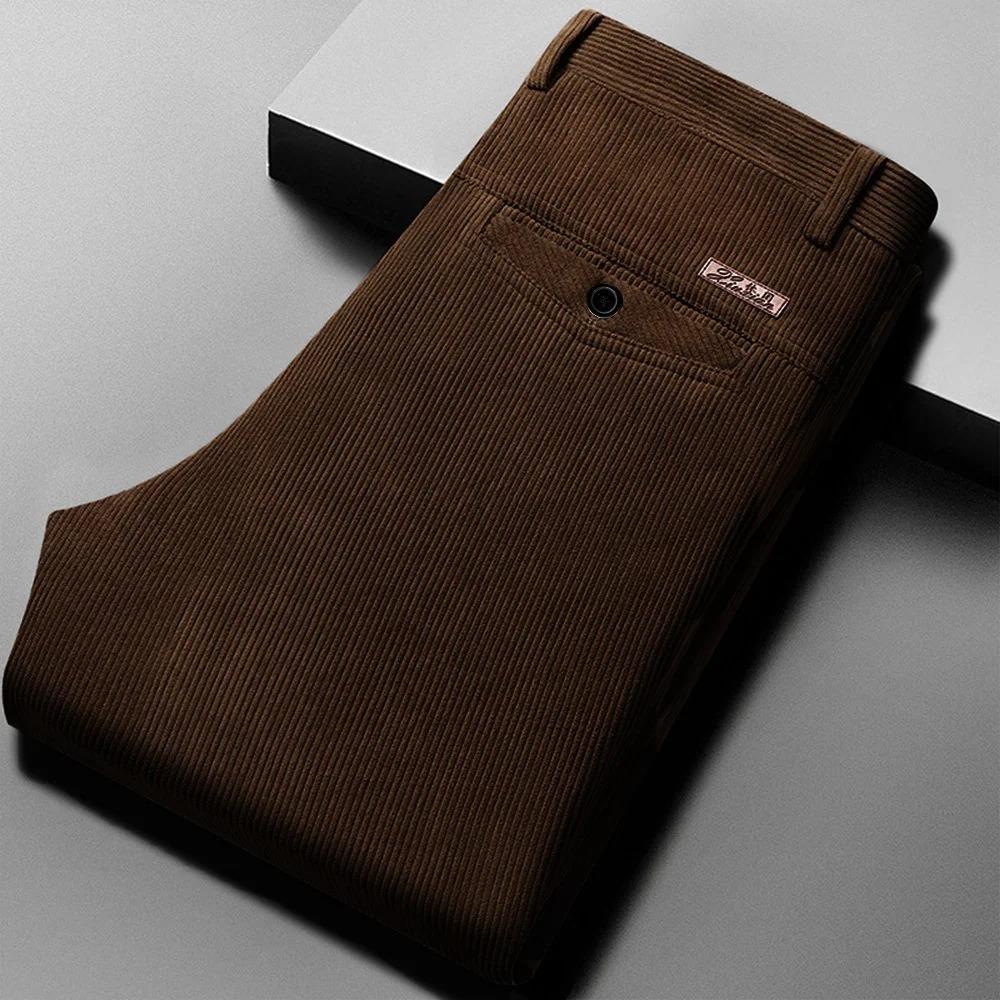 Herbst Winter Herren Cordhose Business Anzughose für Herren Gerade Hose Streetwear Schwergewicht 40 dunkel kaffee von Joom DACH