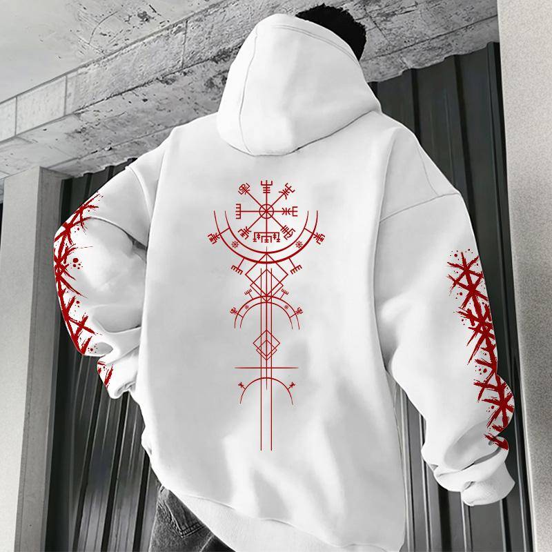 Herbst Winter Herren Hoodie Wikinger Rune Muster Sweatshirt Komfort Warm Lässige Jacke Outdoor Zuhause Hohe Qualität Mode 4XL von Joom DACH