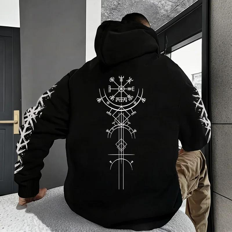 Herbst Winter Herren Hoodie Wikinger Rune Muster Sweatshirt Komfort Warm Lässige Jacke Outdoor Zuhause Hohe Qualität Mode L von Joom DACH