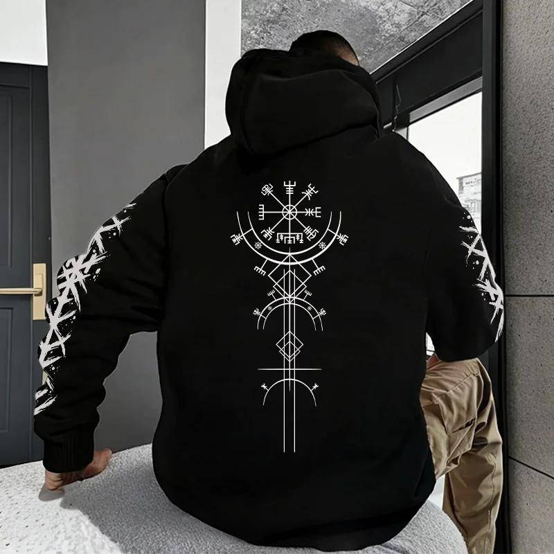Herbst Winter Herren Hoodie Wikinger Rune Muster Sweatshirt Komfort Warm Lässige Jacke Outdoor Zuhause Hohe Qualität Mode L von Joom DACH