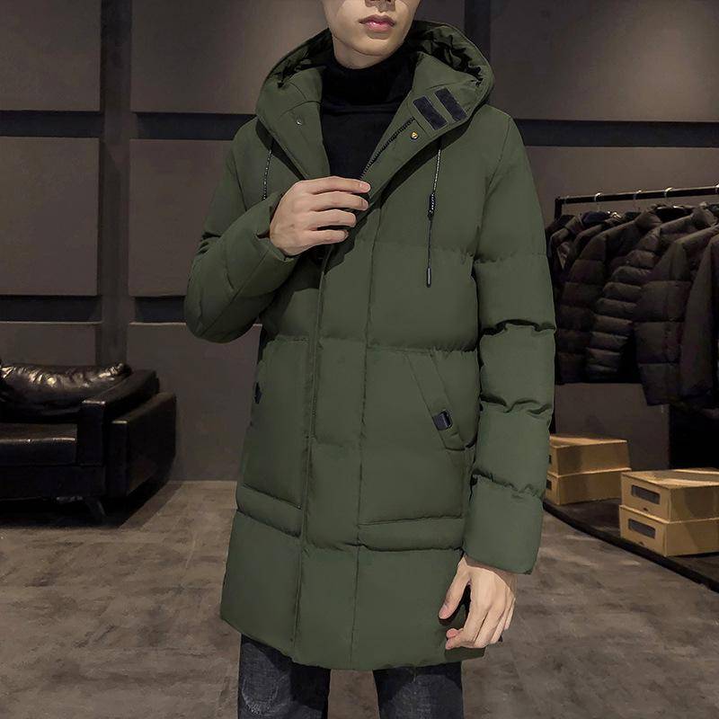 Herbst Winter Herren Mittellange Parkas Dicke Warme Kapuzenjacke Männer Einfarbig Winddichte Parka Oberbekleidung Übergröße XL armee grüne von Joom DACH