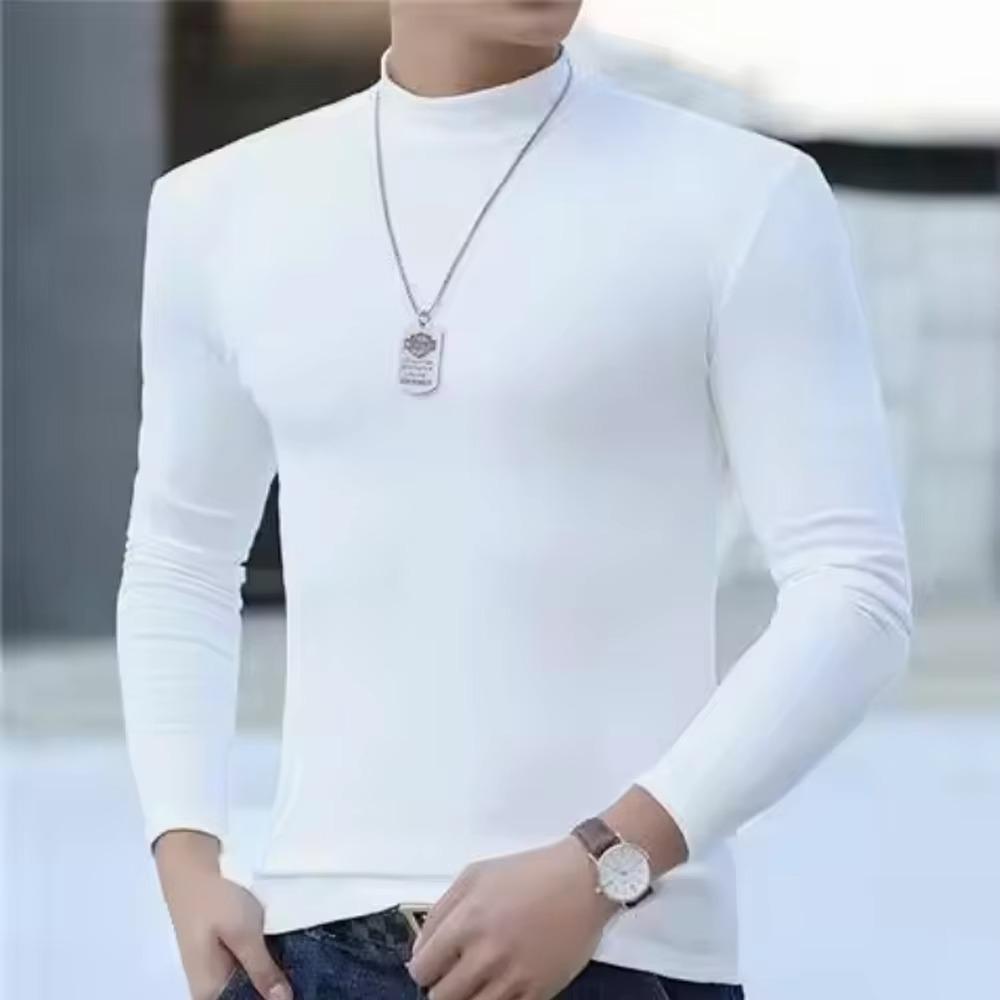 Herbst Winter Herren Rollkragen Langarm Slim Fit Einfarbig Hochelastischer Unterzieh-Pullover Basic-Stil Herren-Oberteil L weiß von Joom DACH