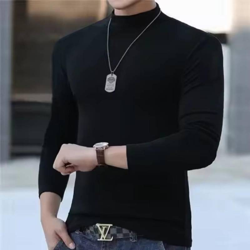 Herbst Winter Herren Rollkragen Langarm Slim Fit Einfarbig Hochelastischer Unterzieh-Pullover Basic-Stil Herren-Oberteil M schwarz von Joom DACH