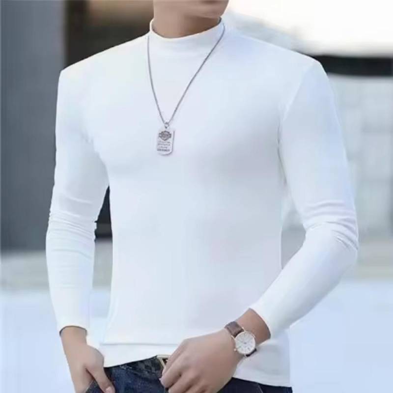 Herbst Winter Herren Rollkragen Langarm Slim Fit Einfarbig Hochelastischer Unterzieh-Pullover Basic-Stil Herren-Oberteil XL weiß von Joom DACH