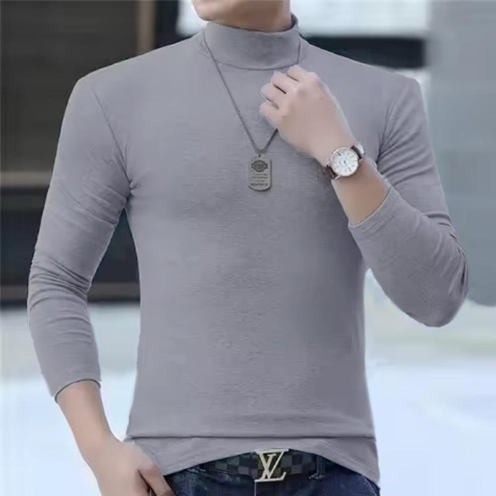 Herbst Winter Herren Rollkragen Langarm Slim Fit Einfarbig Hochelastischer Unterzieh-Pullover Basic-Stil Herren-Oberteil XXL graue von Joom DACH