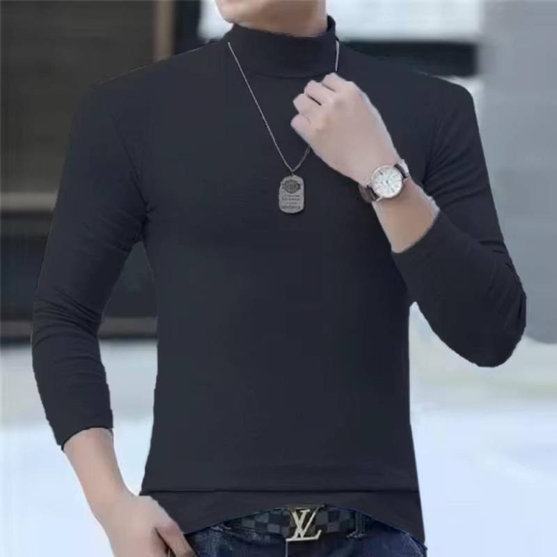 Herbst Winter Herren Rollkragen Langarm Slim Fit Einfarbig Hochelastischer Unterzieh-Pullover Basic-Stil Herren-Oberteil XXXL dunkelgrau von Joom DACH