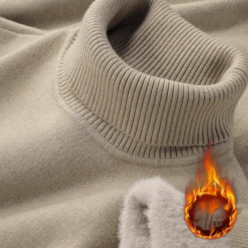 Herbst Winter Herren Rollkragenpullover Gestrickt Samt Warm Langarm Pullover Outdoor Kältefest Lässige Bluse Basis Pullover L kamelfarben von Joom DACH