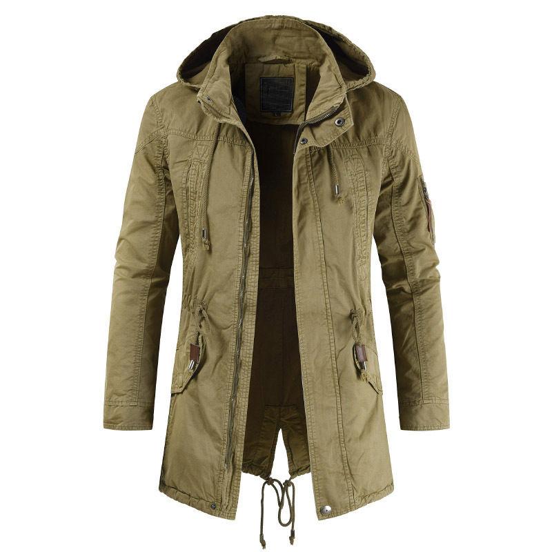 Herbst Winter Herren Slim Fit Jacke High Neck Man Trenchcoat Oberbekleidung Casual Top Mantel Windjacke Winddichte Kleidung L khaki von Joom DACH