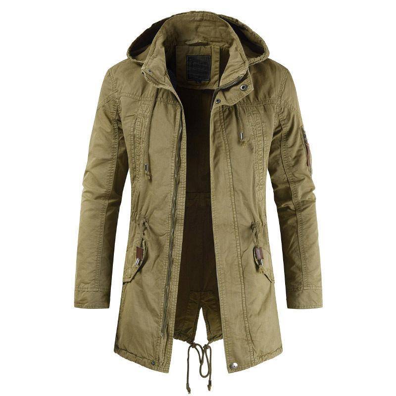 Herbst Winter Herren Slim Fit Jacke High Neck Man Trenchcoat Oberbekleidung Casual Top Mantel Windjacke Winddichte Kleidung L khaki von Joom DACH