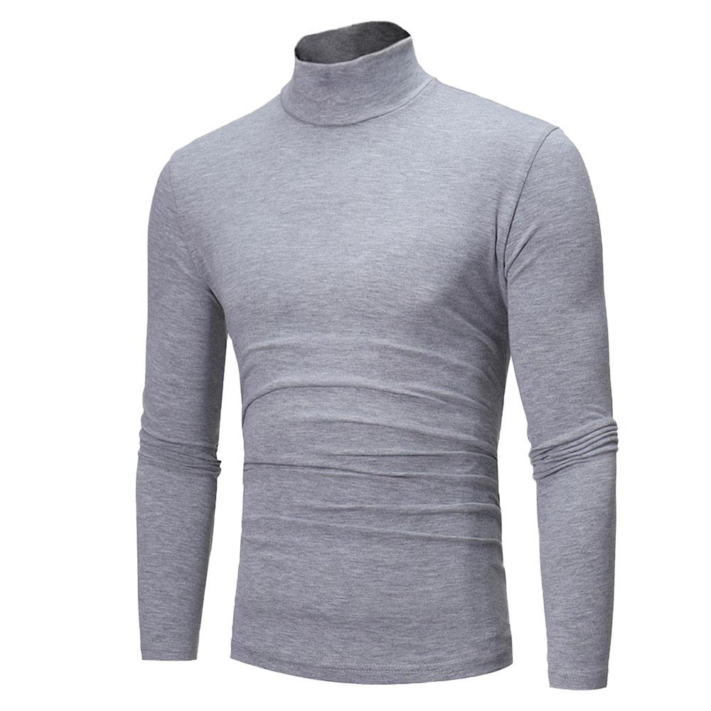 Herbst Winter Herren T-Shirt mit Stehkragen Slim Fit Hochelastisch Langarm Herrenbekleidung Lässiges atmungsaktives Pullover-Unterhemd M graue von Joom DACH