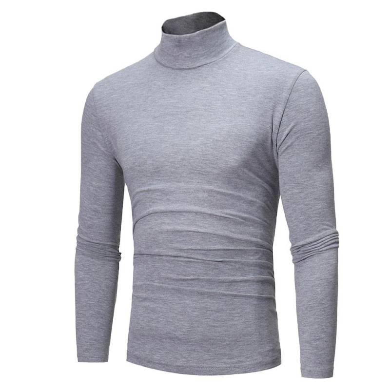 Herbst Winter Herren T-Shirt mit Stehkragen Slim Fit Hochelastisch Langarm Herrenbekleidung Lässiges atmungsaktives Pullover-Unterhemd M graue von Joom DACH