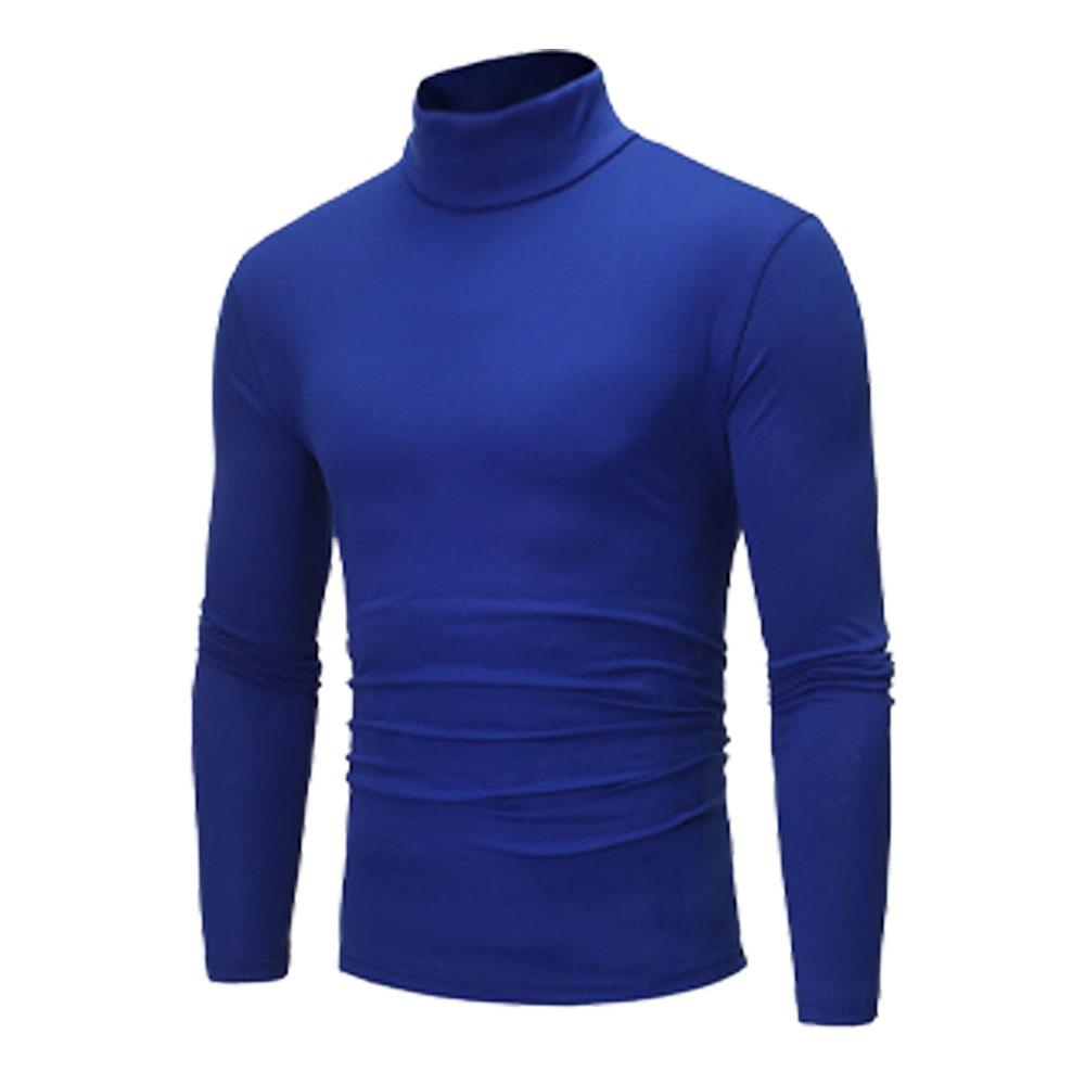Herbst Winter Herren T-Shirt mit Stehkragen Slim Fit Hochelastisch Langarm Herrenbekleidung Lässiges atmungsaktives Pullover-Unterhemd XXL königsblau von Joom DACH