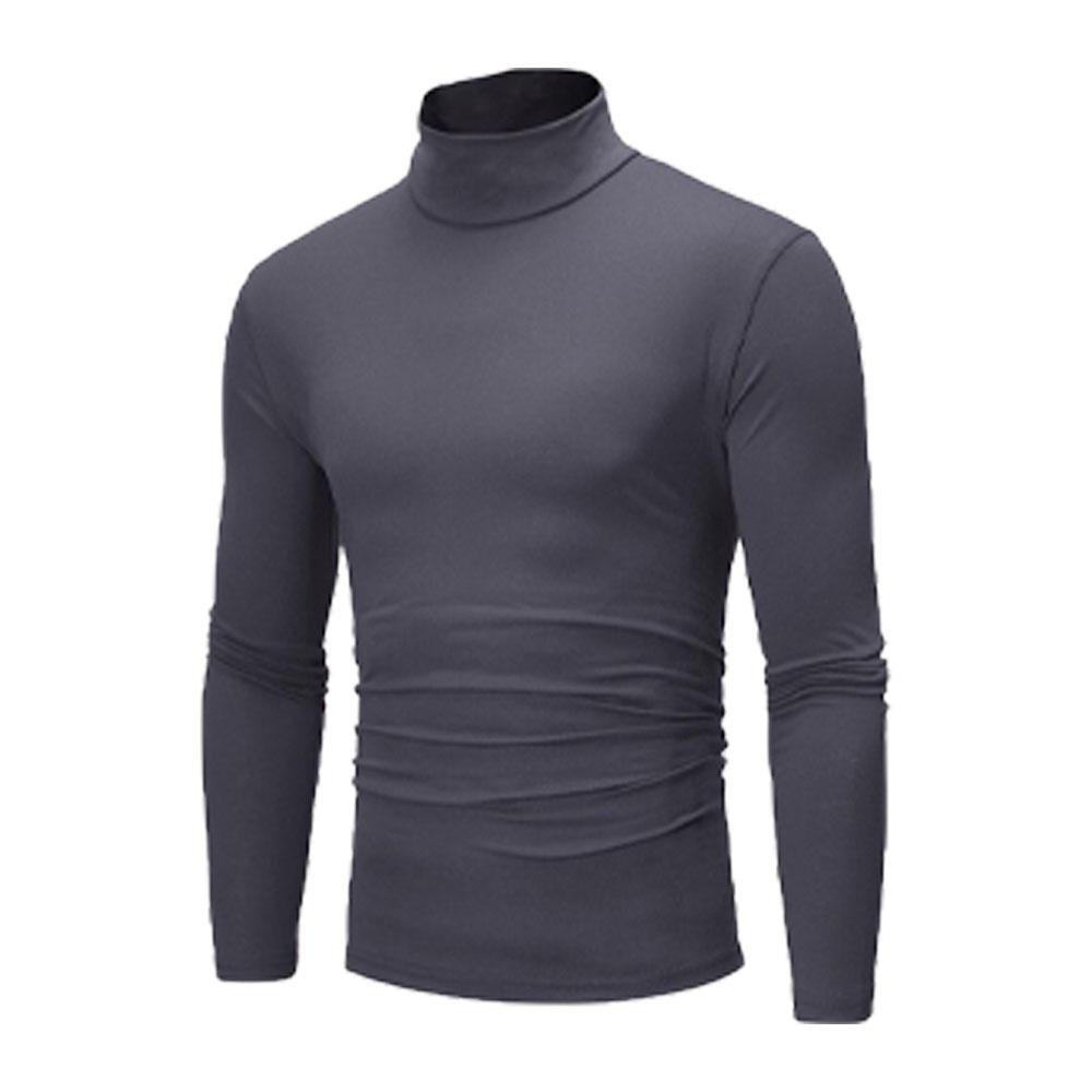 Herbst Winter Herren T-Shirt mit Stehkragen Slim Fit Hochelastisch Langarm Herrenbekleidung Lässiges atmungsaktives Pullover-Unterhemd XXXL dunkelgrau von Joom DACH