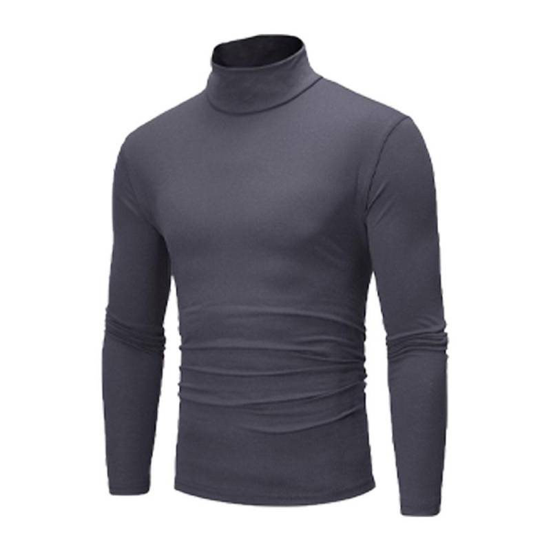 Herbst Winter Herren T-Shirt mit Stehkragen Slim Fit Hochelastisch Langarm Herrenbekleidung Lässiges atmungsaktives Pullover-Unterhemd XXXL dunkelgrau von Joom DACH
