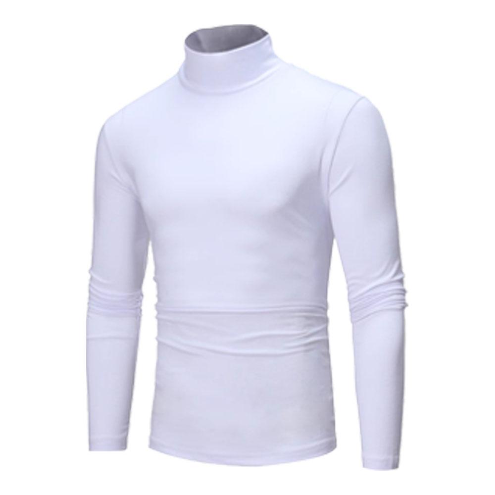 Herbst Winter Herren T-Shirt mit Stehkragen Slim Fit Hochelastisch Langarm Herrenbekleidung Lässiges atmungsaktives Pullover-Unterhemd XXXL weiß von Joom DACH