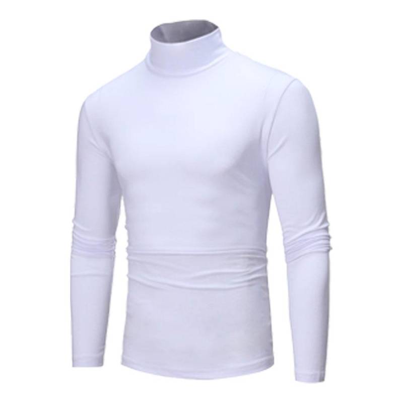 Herbst Winter Herren T-Shirt mit Stehkragen Slim Fit Hochelastisch Langarm Herrenbekleidung Lässiges atmungsaktives Pullover-Unterhemd XXXL weiß von Joom DACH