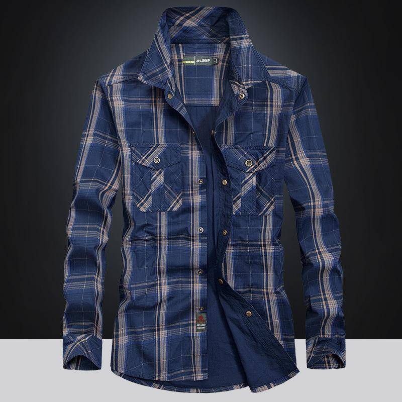 Herbst Winter Herren Übergröße Lässige Karomuster Hemden Langarm Baumwollhemden M navy blau von Joom DACH