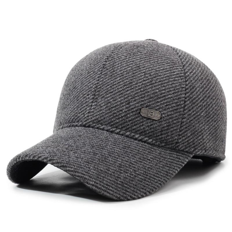 Herbst Winter Herren Warme Mütze Mittelalterliche Baseballkappe Outdoor Samt Dicke Baumwollmütze grau von Joom DACH