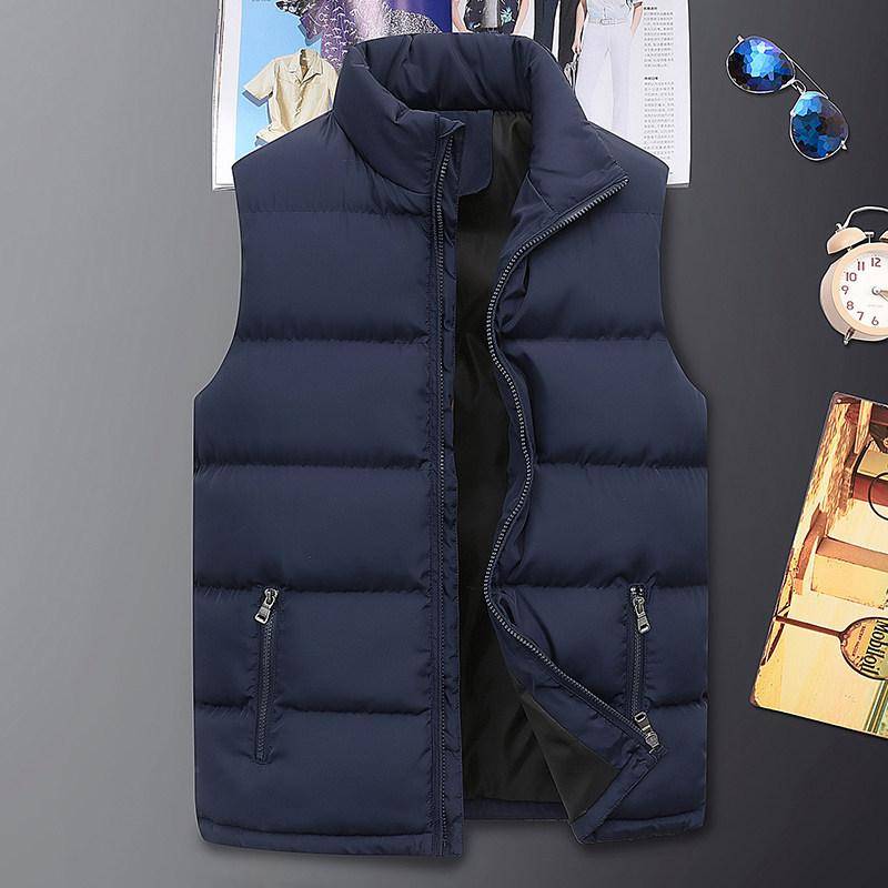 Herbst Winter Herrenmode Philipp Plein Bedruckte Weste Mäntel & Jacken Dick Stehkragen Einfarbig Baumwolle Reißverschluss Weste Entendaunenjacke M navy blau von Joom DACH