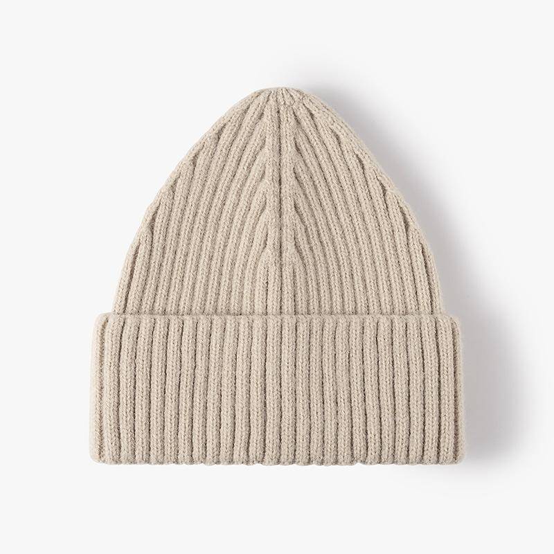 Herbst Winter Hüte Für Frauen Mode Kaschmir Gestrickte Kappe Erwachsene Einfarbig Beanie Outdoor Warme Dicke Kappe beige von Joom DACH