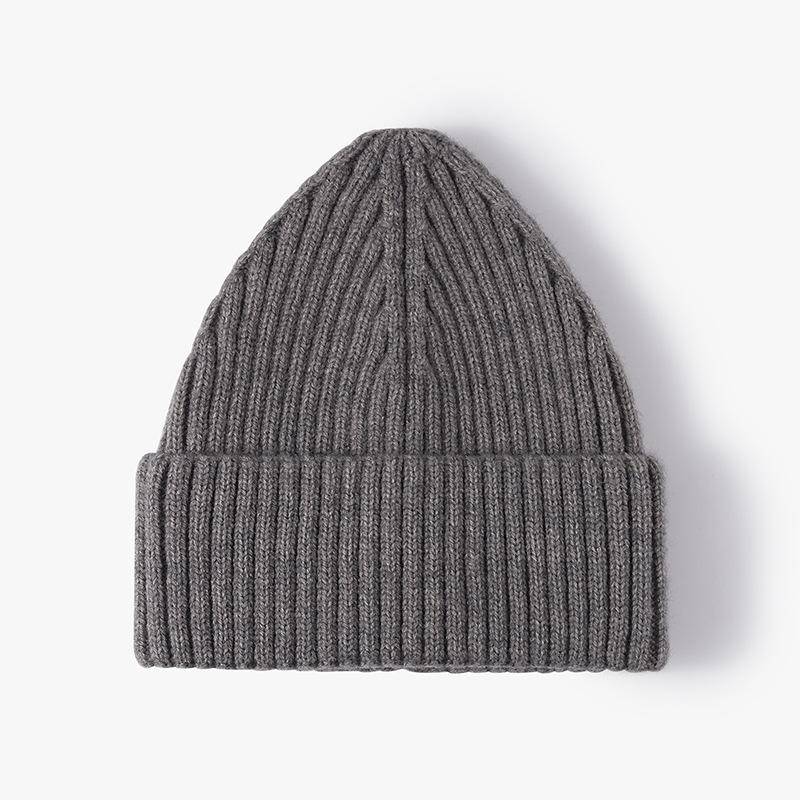 Herbst Winter Hüte Für Frauen Mode Kaschmir Gestrickte Kappe Erwachsene Einfarbig Beanie Outdoor Warme Dicke Kappe grau von Joom DACH